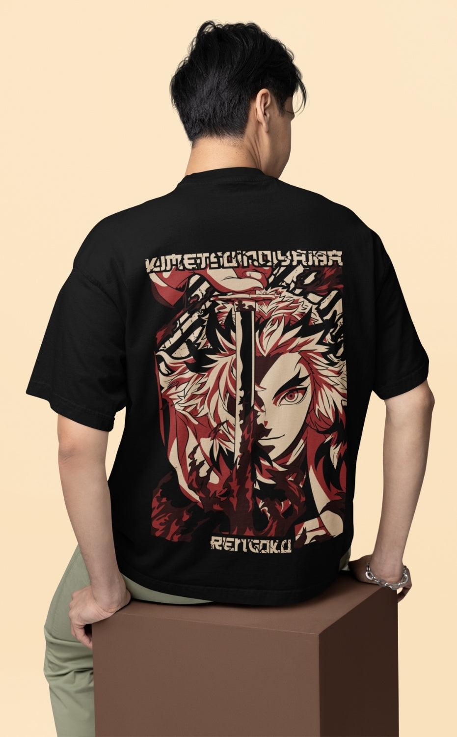 Rengoku Flame Hashira Oversized Anime T-Shirt