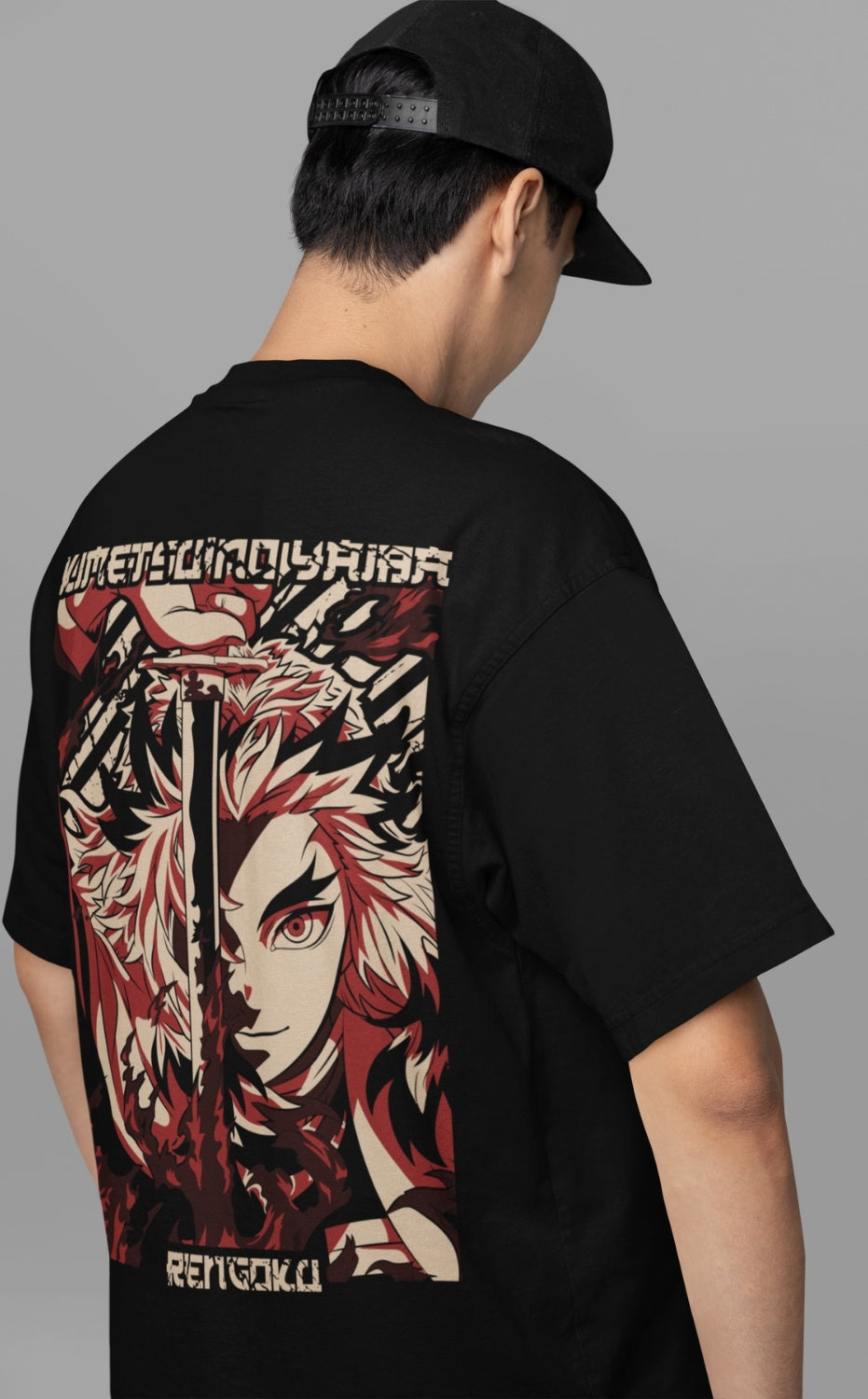 Rengoku Flame Hashira Oversized Anime T-Shirt