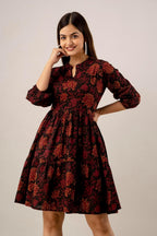 Autumn Bloom Tiered Skater Dress