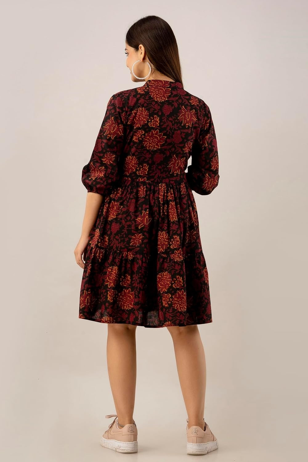Autumn Bloom Tiered Skater Dress