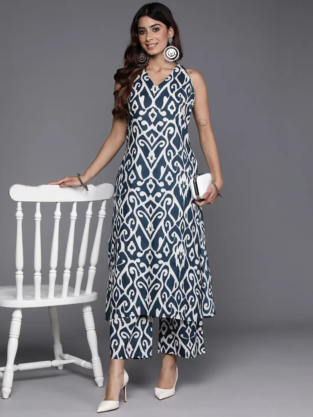 The Teal Ikat Halter Set