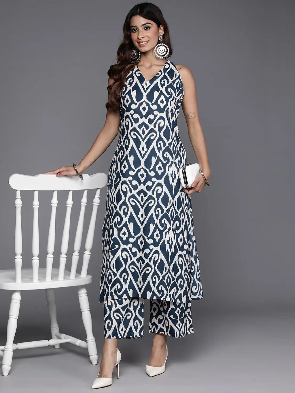 The Teal Ikat Halter Set