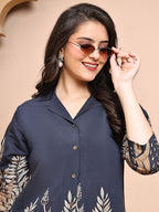 Charcoal Bloom Bell-Bottom Suit
