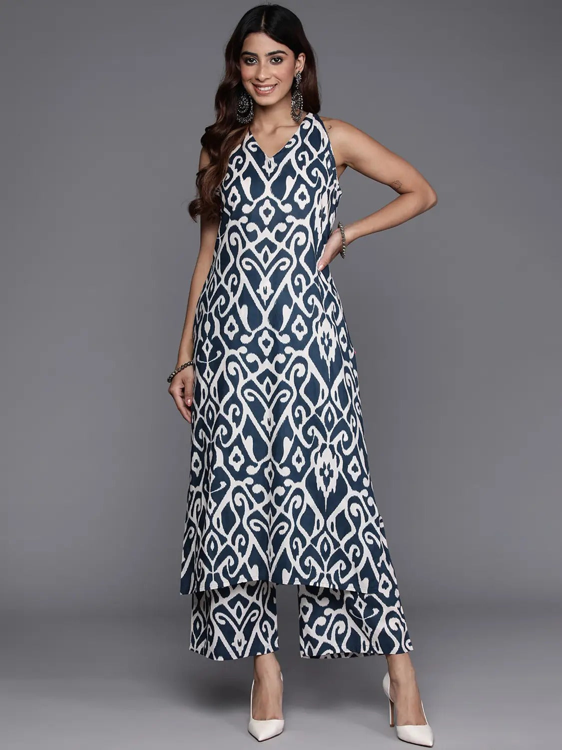 The Teal Ikat Halter Set