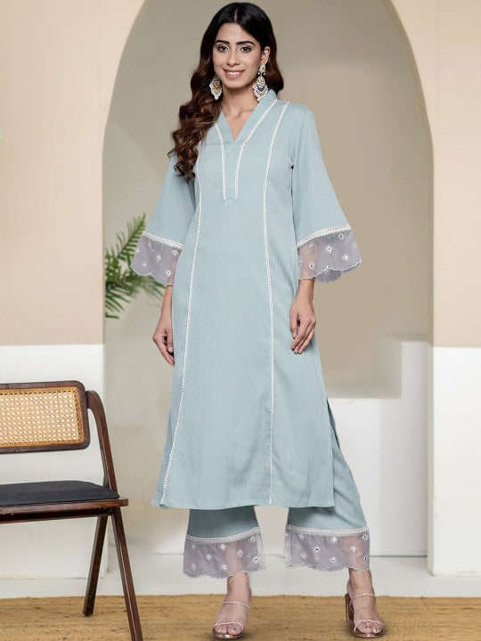Mint Glaze Lace-Panelled Co-ord