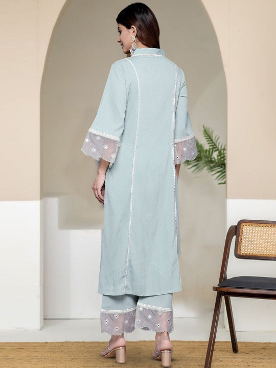 Mint Glaze Lace-Panelled Co-ord