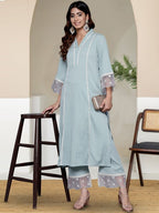 Mint Glaze Lace-Panelled Co-ord