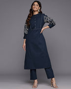 Sapphire Bloom Straight-Cut Suit
