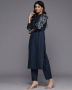 Sapphire Bloom Straight-Cut Suit