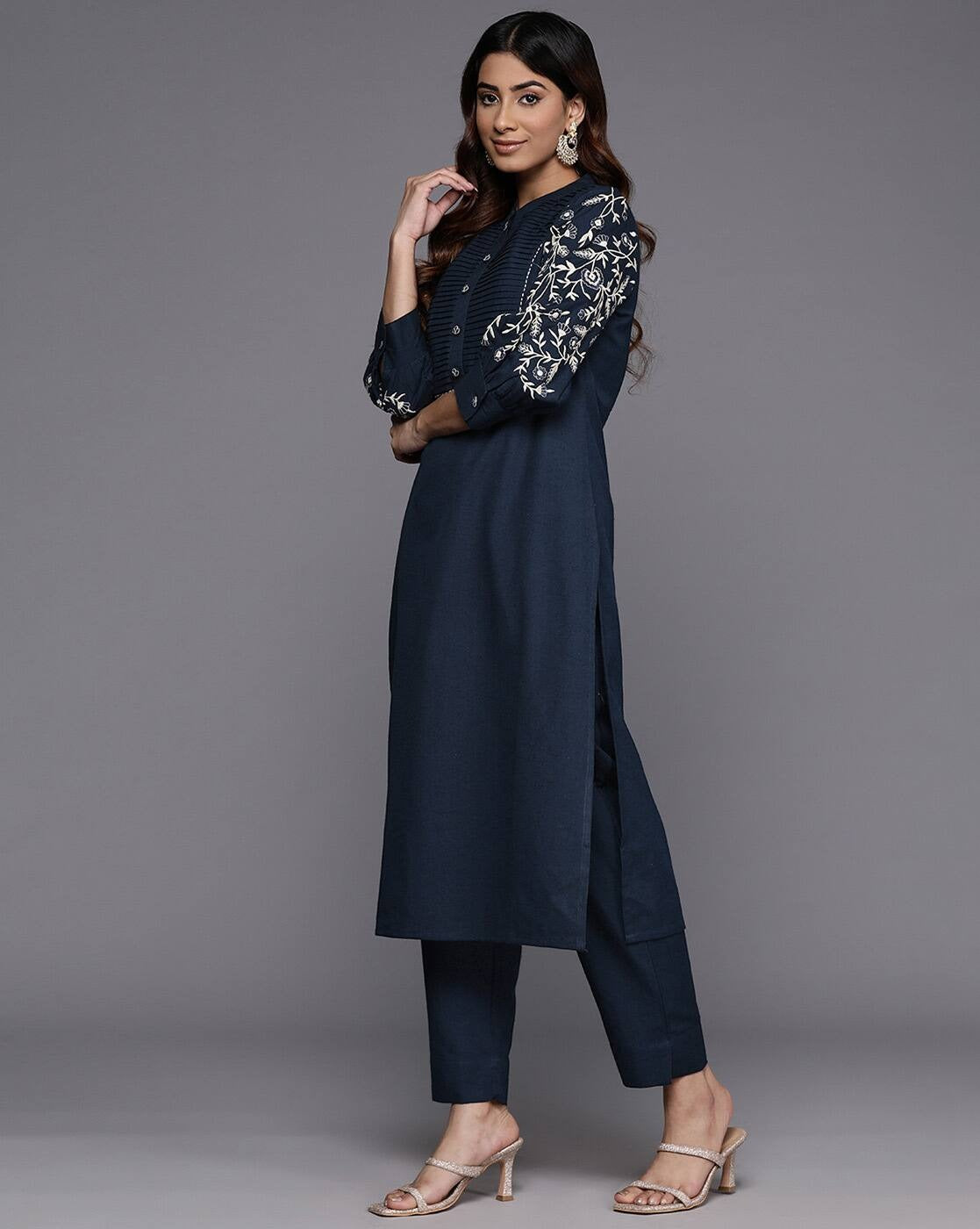 Sapphire Bloom Straight-Cut Suit