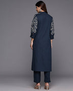 Sapphire Bloom Straight-Cut Suit