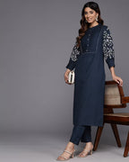 Sapphire Bloom Straight-Cut Suit
