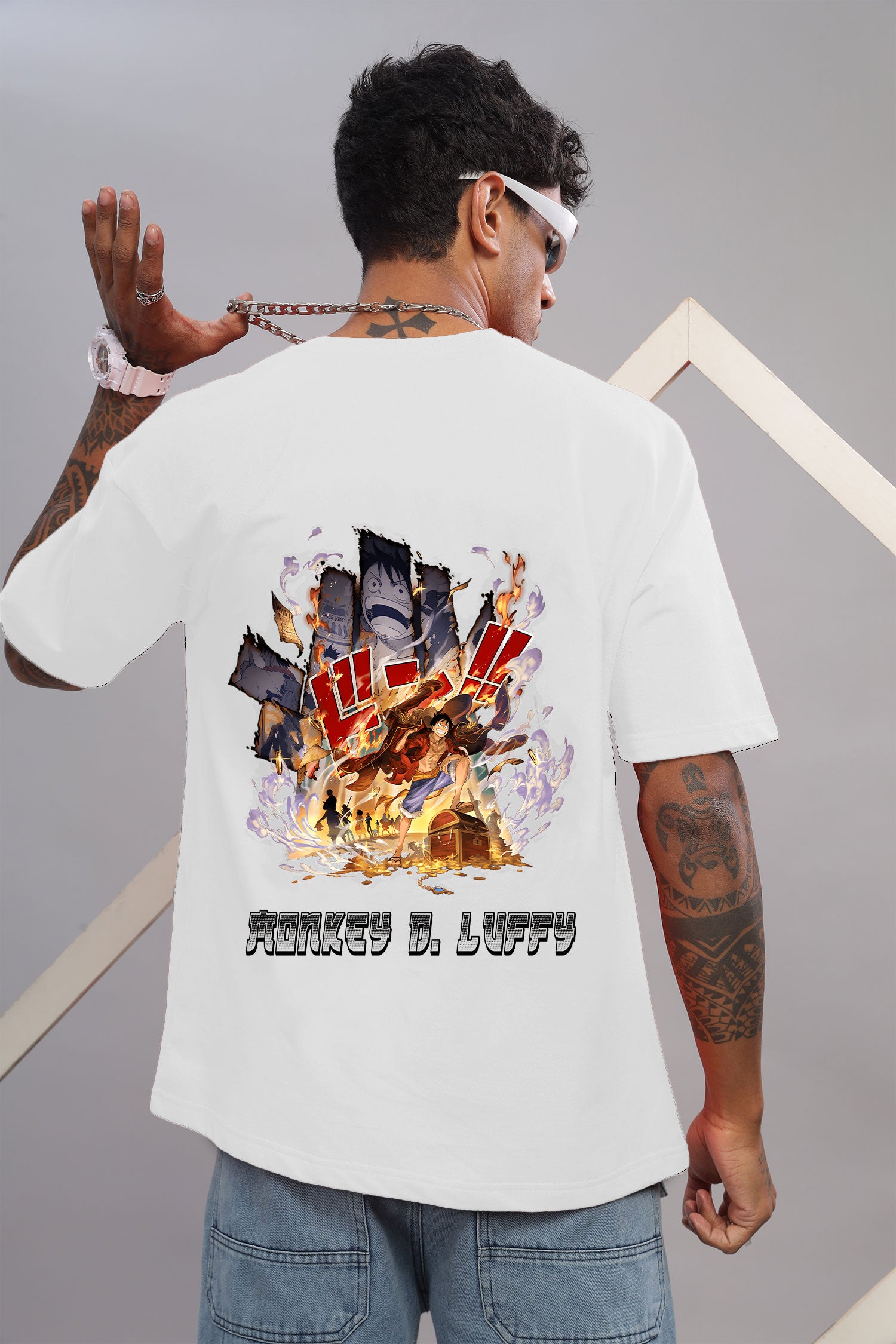 One Piece Luffy Wanted Collage Oversized T-Shirt