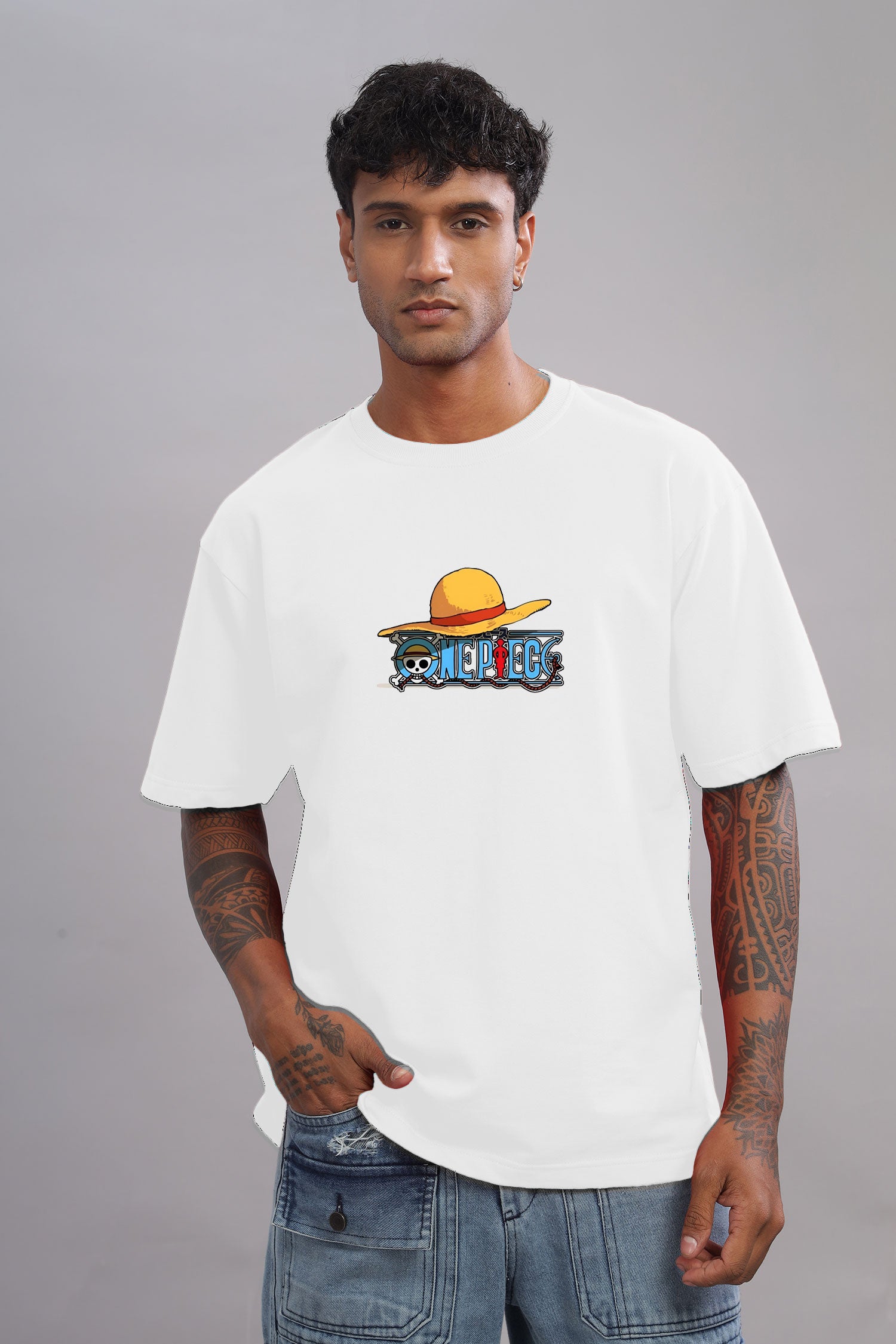 One Piece Luffy Wanted Collage Oversized T-Shirt