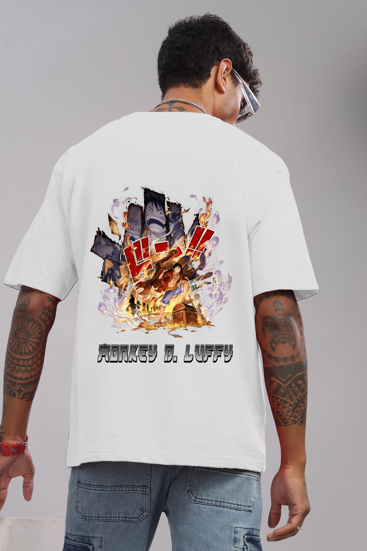 One Piece Luffy Wanted Collage Oversized T-Shirt
