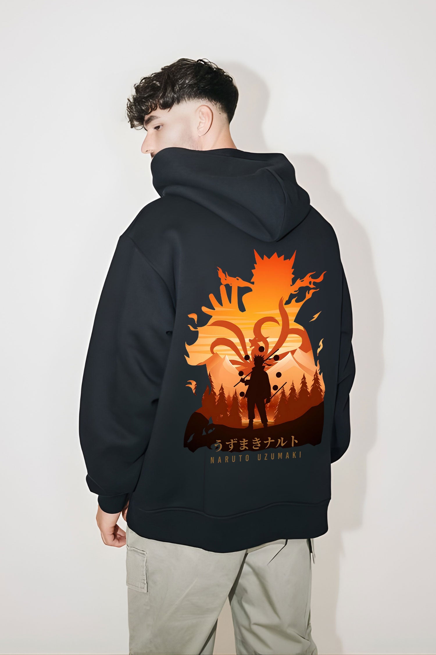 Naruto Shippuden Naruto & Kurama Silhouette Oversized Hoodie