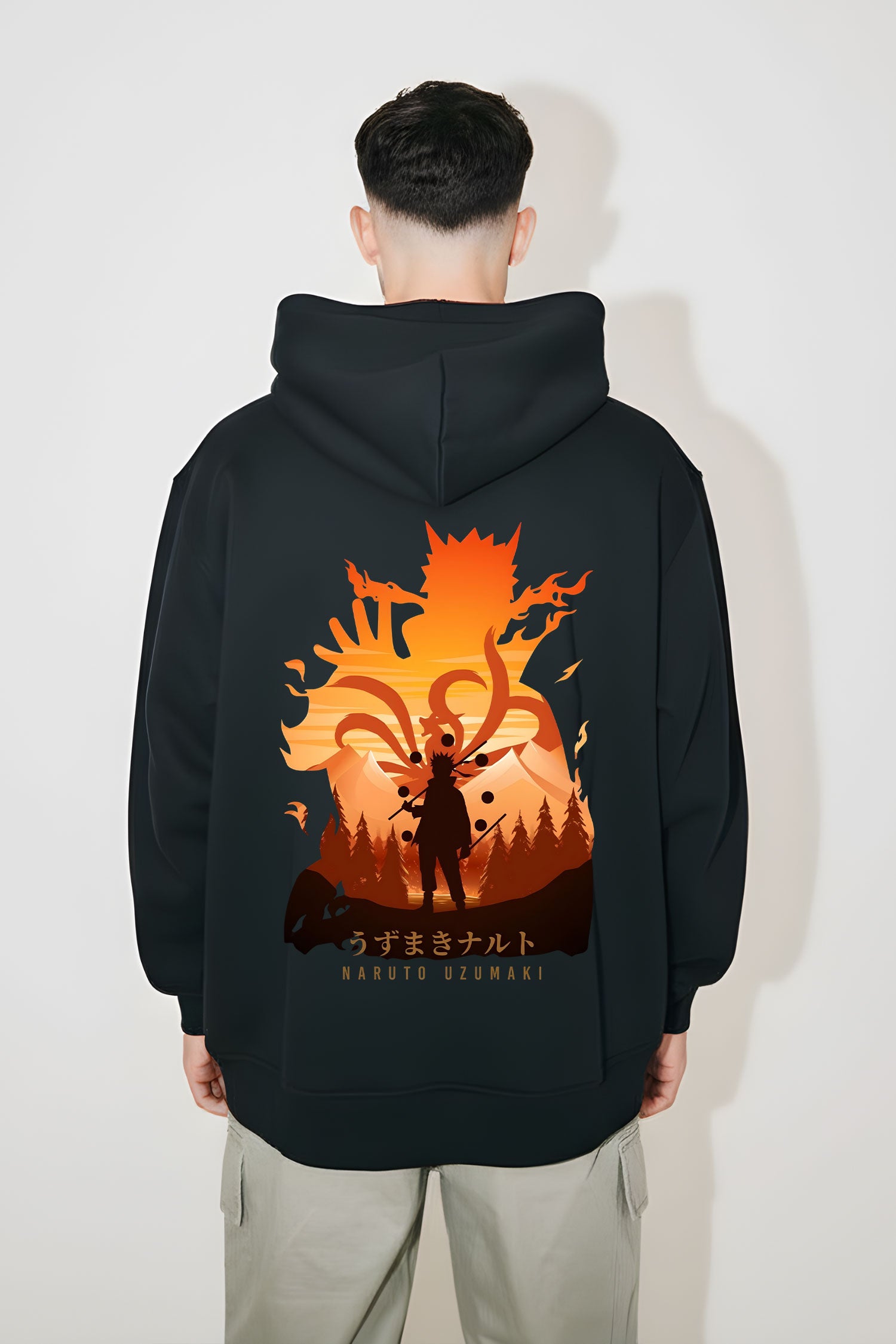 Naruto Shippuden Naruto & Kurama Silhouette Oversized Hoodie