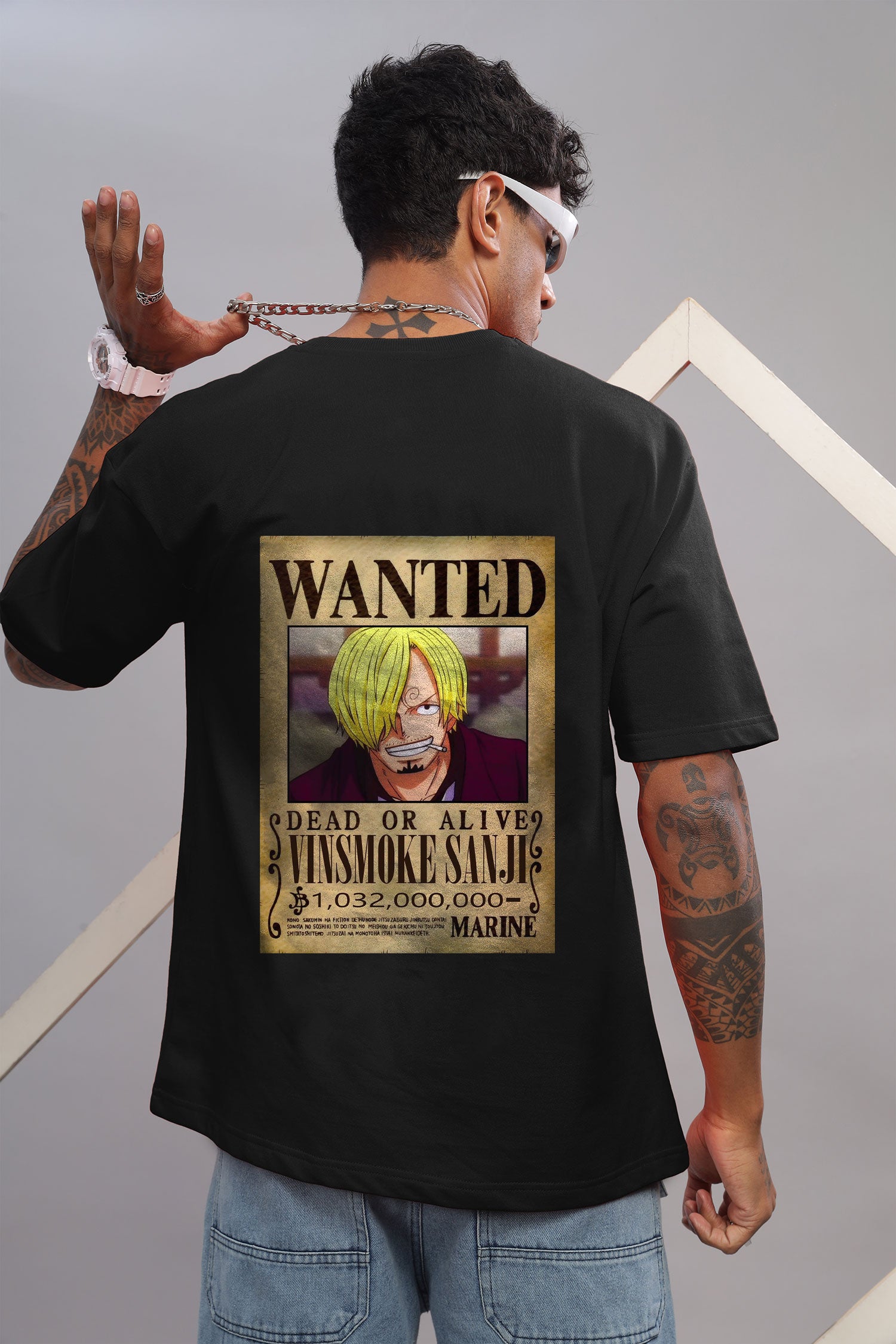 One Piece Vinsmoke Sanji Wanted Poster Oversized T-Shirt