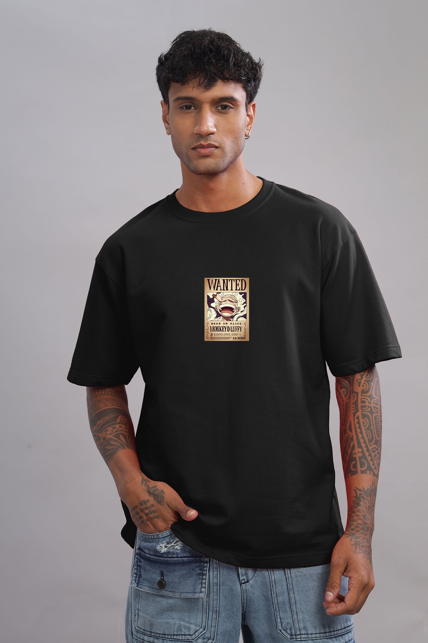 One Piece Luffy Gear 5 Wanted Poster Oversized T-Shirt