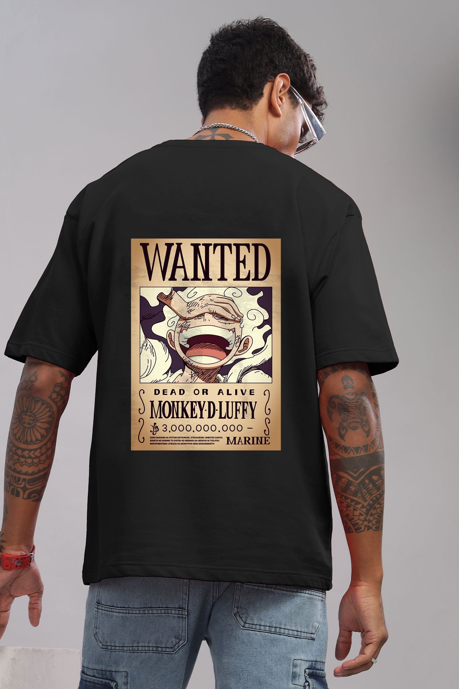 One Piece Luffy Gear 5 Wanted Poster Oversized T-Shirt